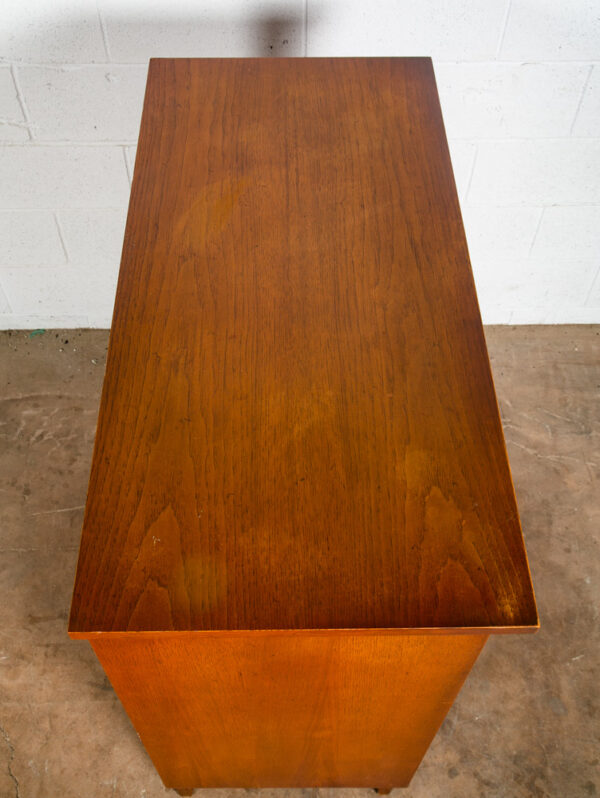 Mid Century Modern Dresser Highboy Dixie Walnut 5 Drawer Wood Brass Chest Handle - Image 5