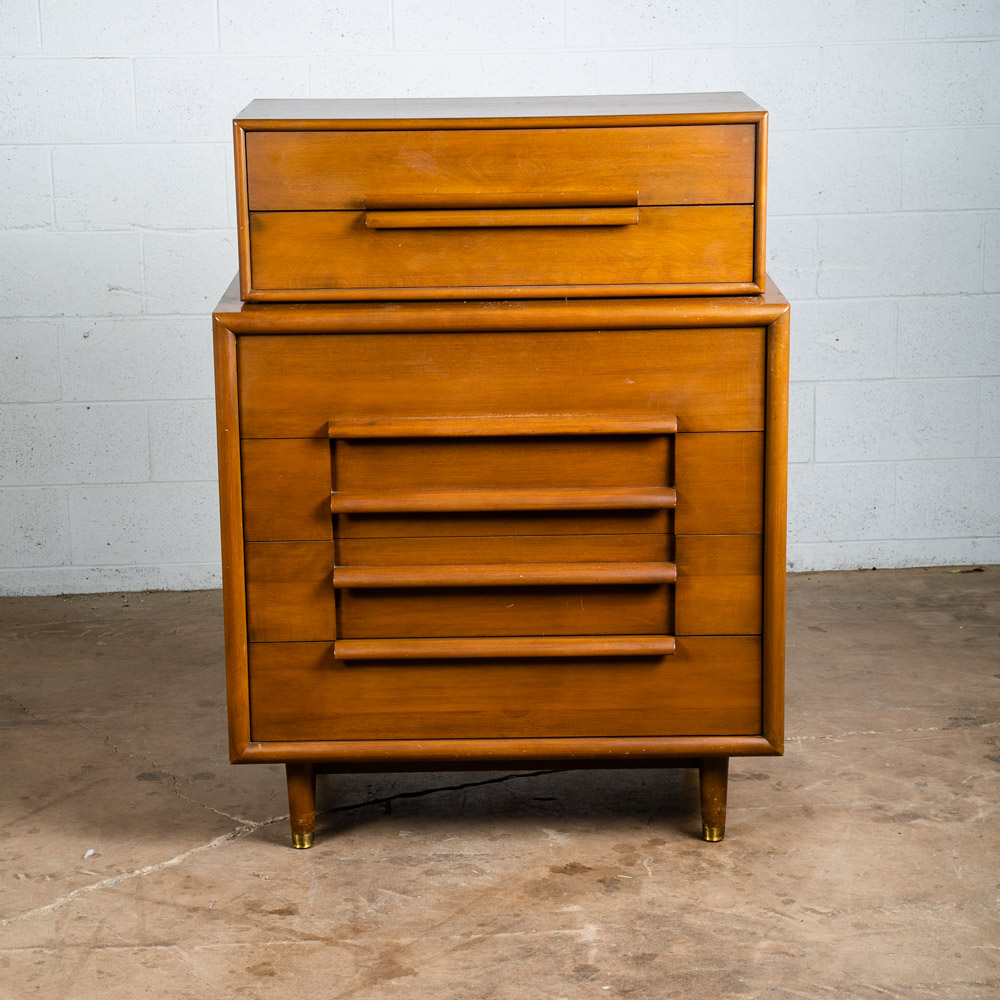 Mid Century Modern Dresser Highboy 6 Drawers Furniture Guild Tall Chest Dark Mcm - Image 2