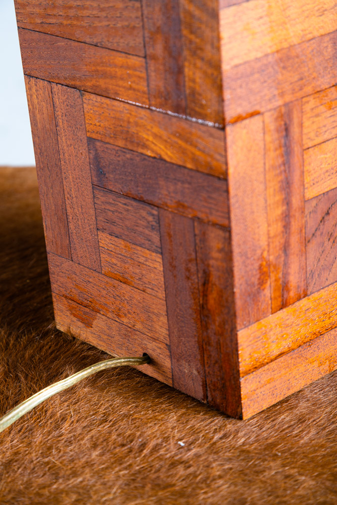 Mid Century Modern Table Lamp Solid Teak Wood Round Sculptural Tested Studio Mcm - Image 5