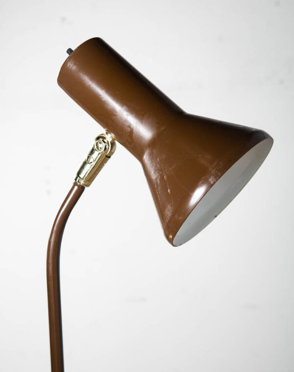 Mid Century Modern Floor Lamp Brown Bullet 3 Light Adjustable Brass Vintage Mcm - Image 9