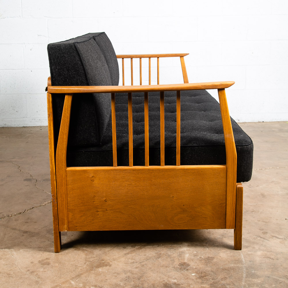 Mid Century Danish Modern Daybed Sofa Black Oak Adjustable Storage Restored Mcm - Image 3