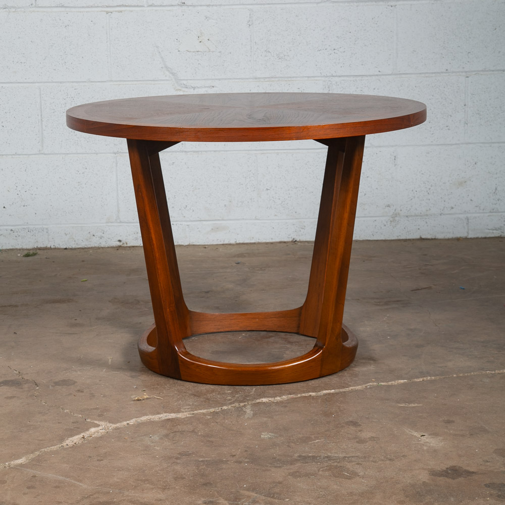 Mid Century Modern Side Table End Lane Rhythm Round Walnut Restored Circular Mcm - Image 5