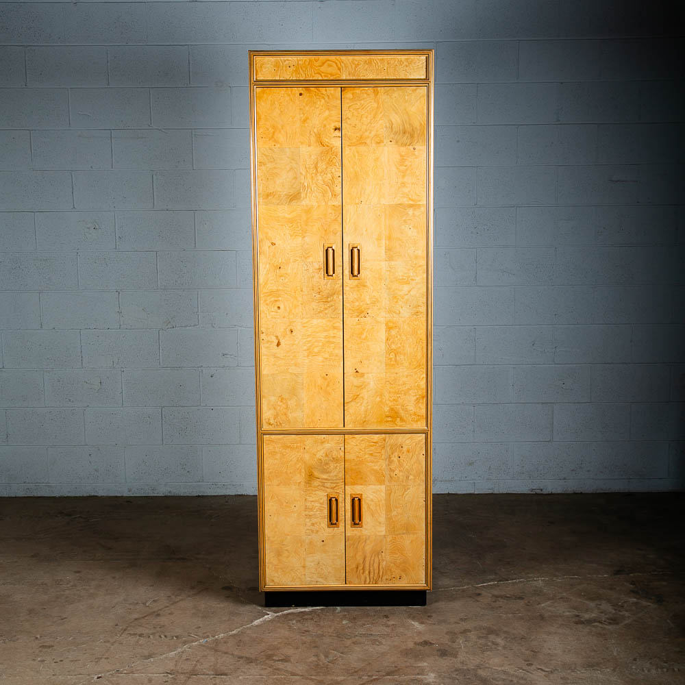 Mid Century Modern Armoire Compact Cabinet Scene Two Henredon Olive Burl Wood NM - Image 3