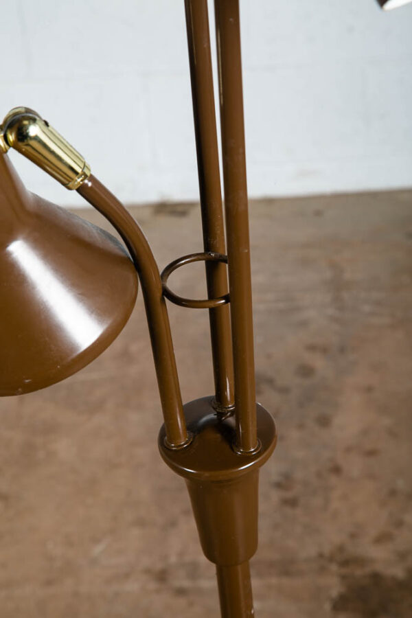 Mid Century Modern Floor Lamp Brown Bullet 3 Light Adjustable Brass Vintage Mcm - Image 8