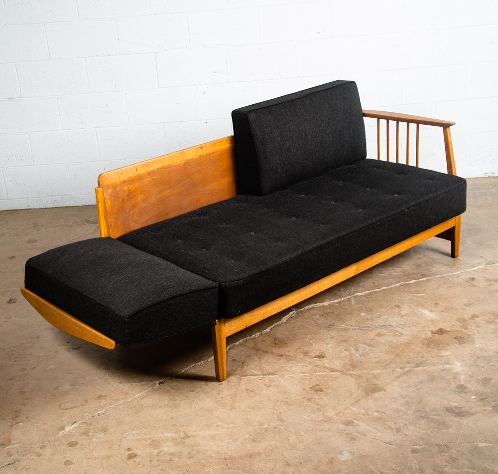 Mid Century Danish Modern Daybed Sofa Black Oak Adjustable Storage Restored Mcm - Image 6