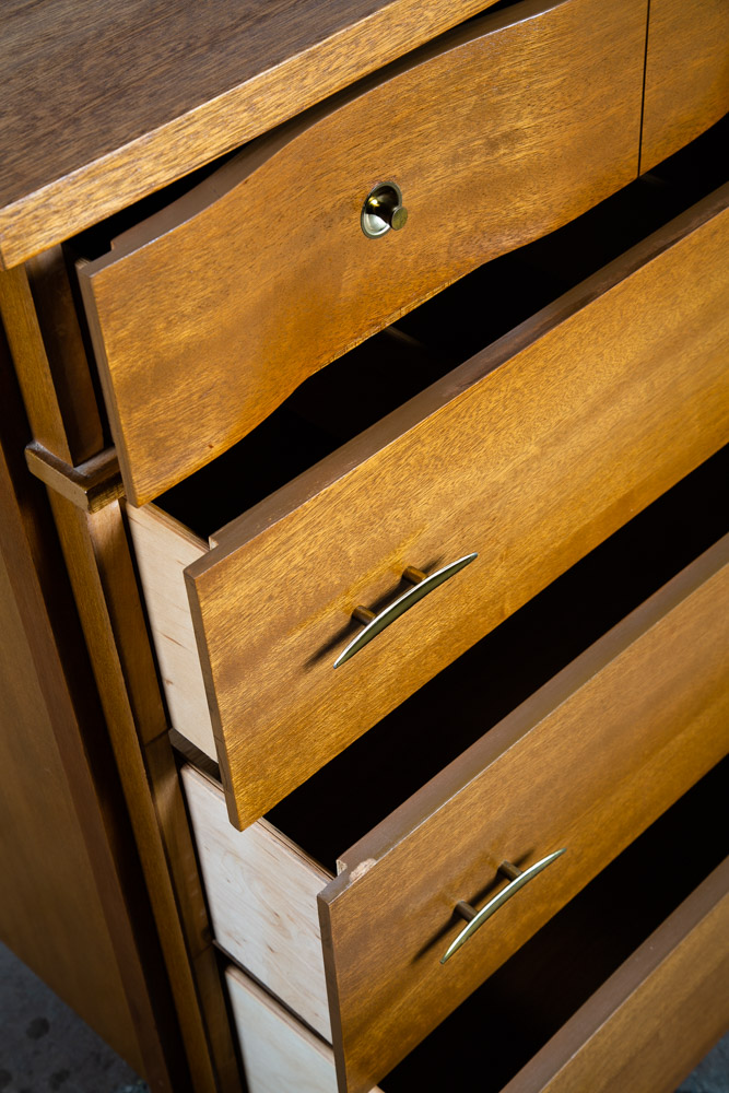 Mid Century Modern Dresser Highboy 4 Drawer Stanley Tall High Danish Brass Mcm - Image 12