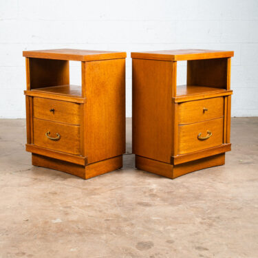 Mid Century Modern Nightstands End Table Set Side 2 Drawers Vintage Brass Mcm VG