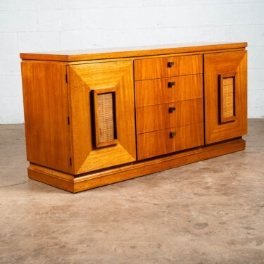 Mid Century Modern Credenza Sideboard American of Martinsville Mahogany Cane Mcm