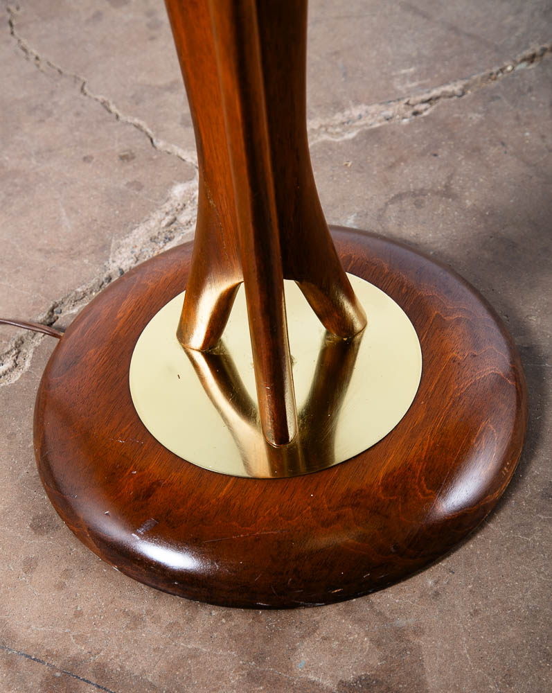 Mid Century Modern Floor Lamp John Keal Modeline Sculptural Walnut Round Tall VG - Image 8