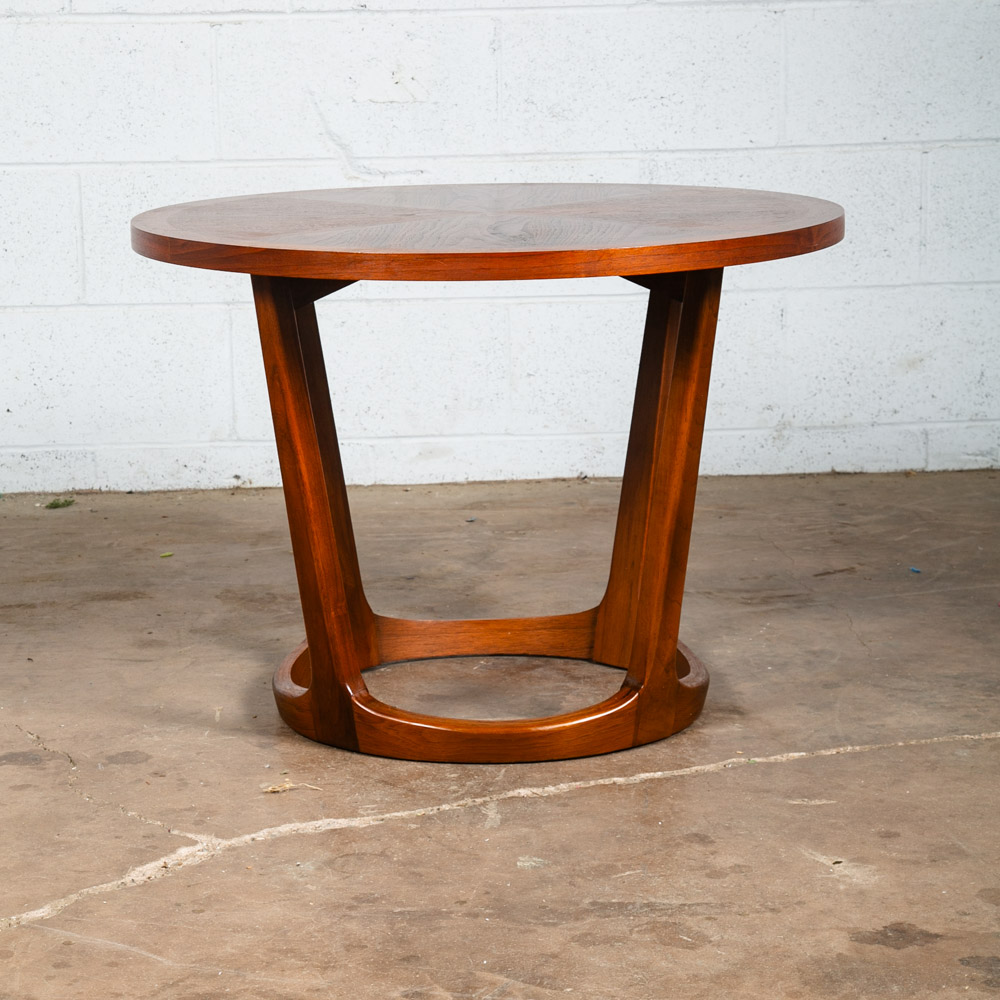 Mid Century Modern Side Table End Lane Rhythm Round Walnut Restored Circular Mcm - Image 7