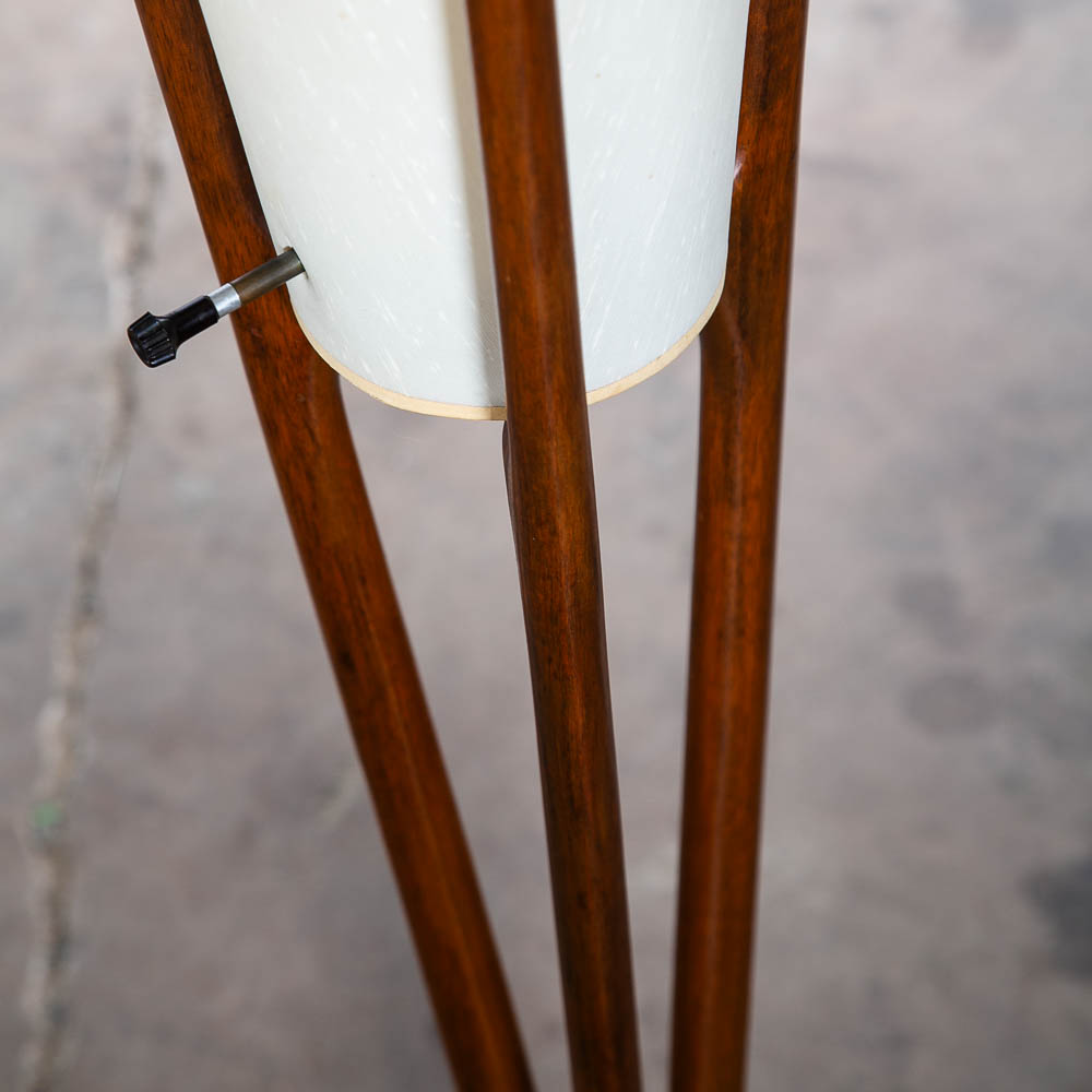 Mid Century Modern Floor Lamp John Keal Modeline Sculptural Walnut Round Tall VG - Image 10