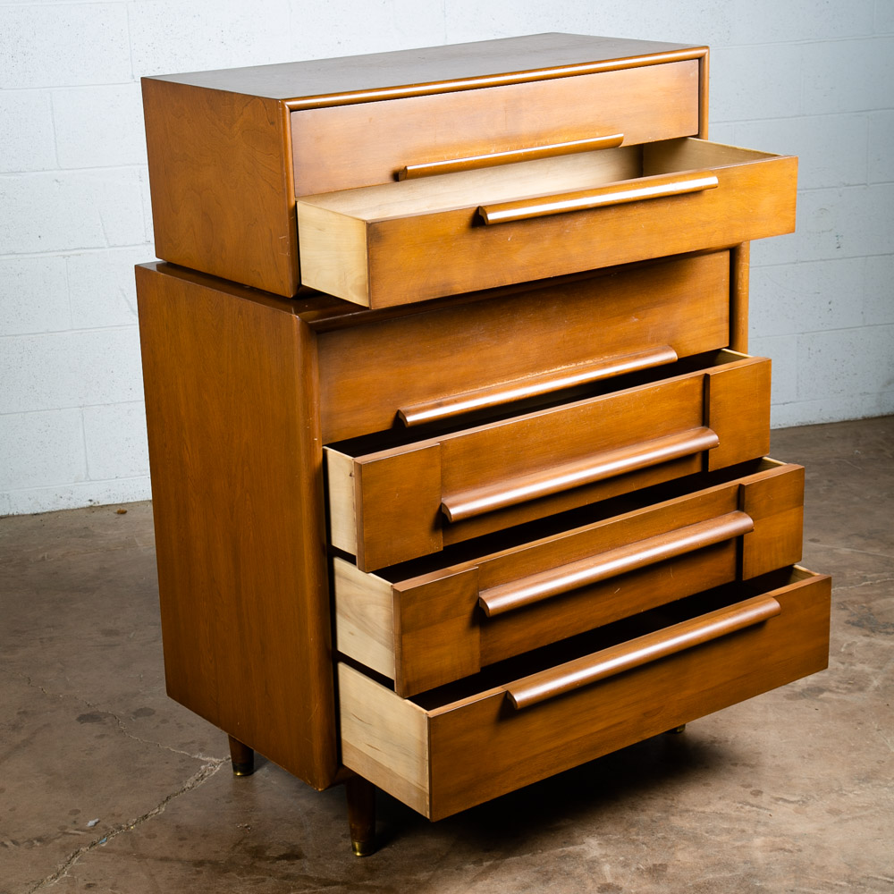 Mid Century Modern Dresser Highboy 6 Drawers Furniture Guild Tall Chest Dark Mcm - Image 3