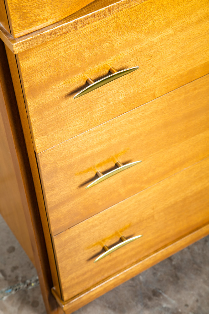 Mid Century Modern Dresser Highboy 4 Drawer Stanley Tall High Danish Brass Mcm - Image 7