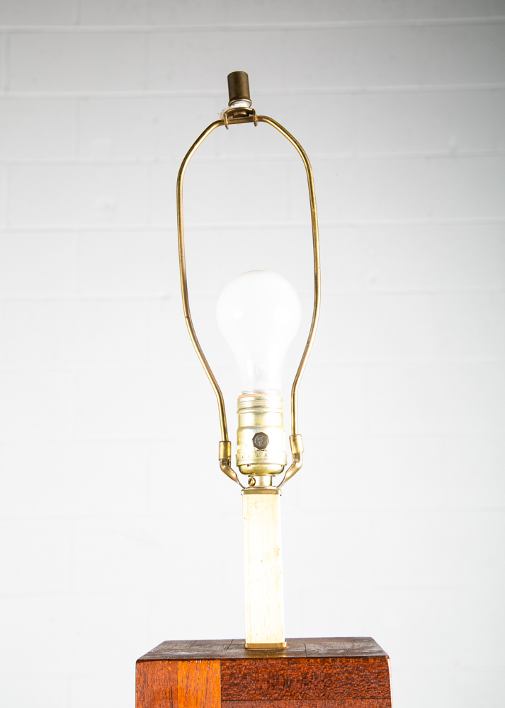 Mid Century Modern Table Lamp Solid Teak Wood Round Sculptural Tested Studio Mcm - Image 7