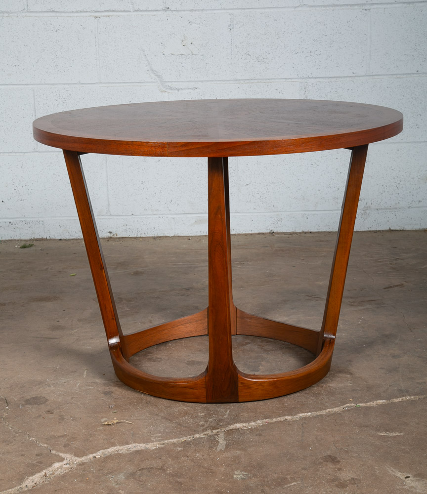 Mid Century Modern Side Table End Lane Rhythm Round Walnut Restored Circular Mcm - Image 2