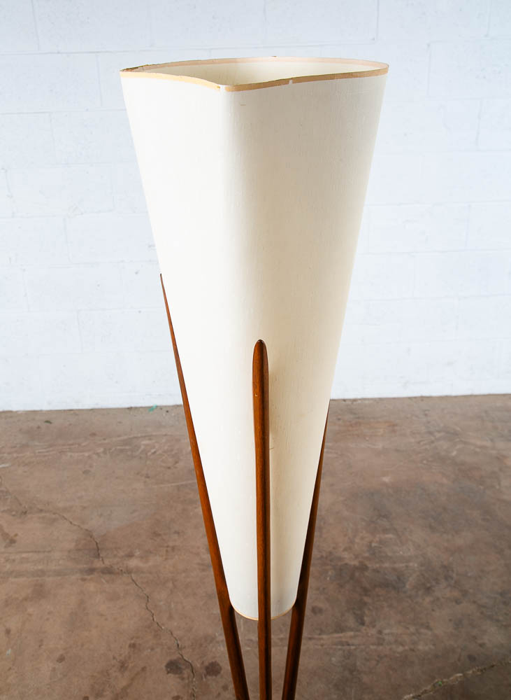 Mid Century Modern Floor Lamp John Keal Modeline Sculptural Walnut Round Tall VG - Image 4