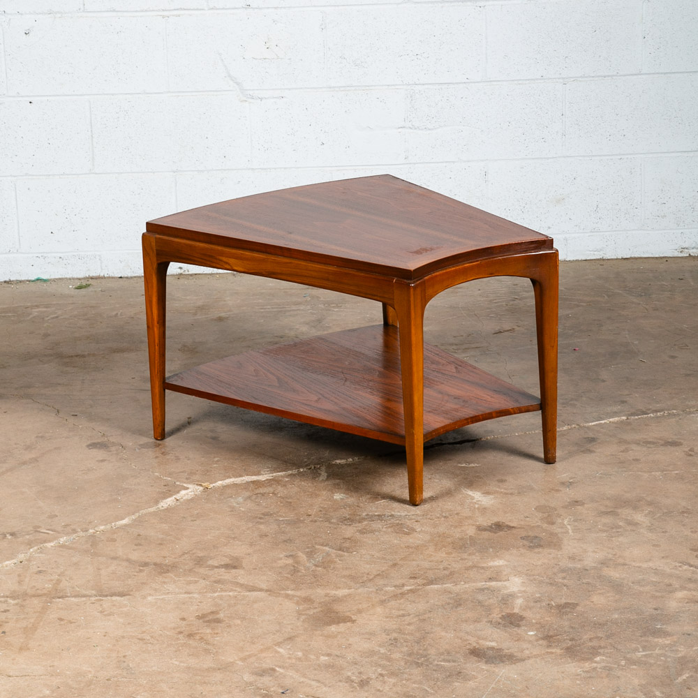 Mid Century Modern Side Table End Lane Wedge Rhythm Walnut Vintage Drexel - Image 4