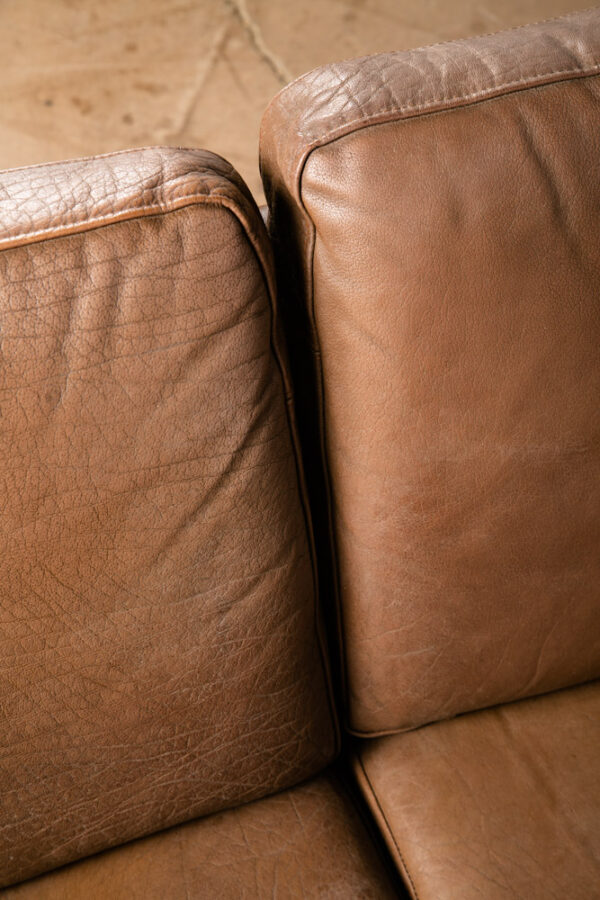Mid Century Danish Modern Sofa Couch Brown Leather Stouby Borge Mogensen 3 seat - Image 10