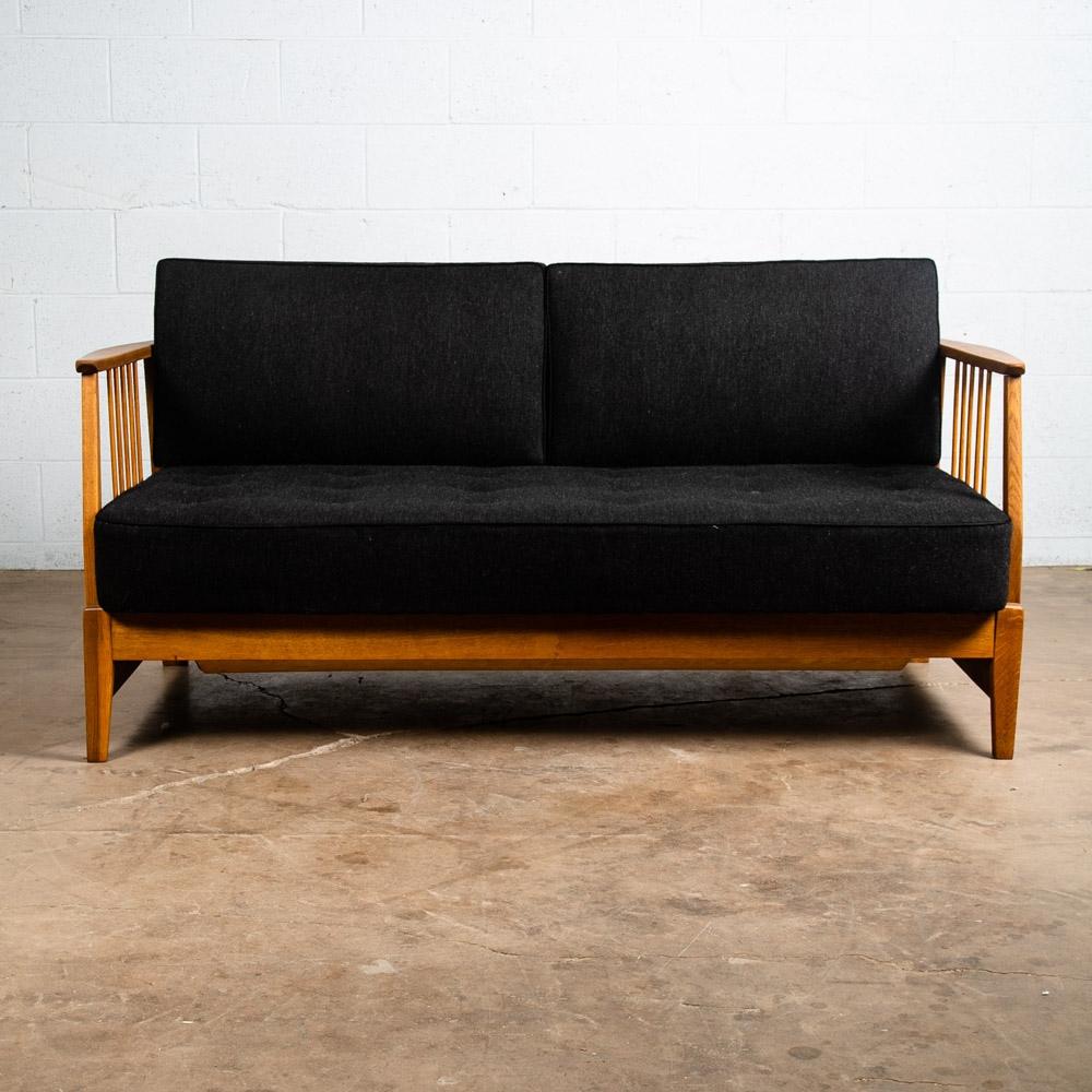 Mid Century Danish Modern Daybed Sofa Black Oak Adjustable Storage Restored Mcm - Image 2