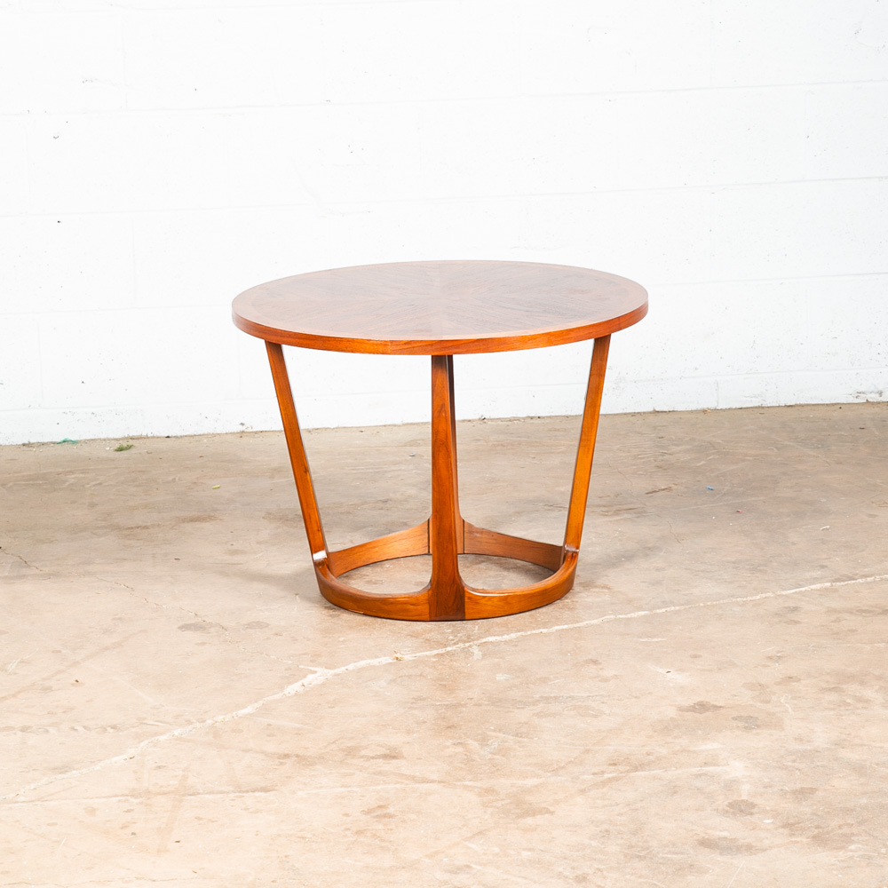 Mid Century Modern Side Table End Lane Rhythm Round Walnut Restored Circular Mcm - Image 12