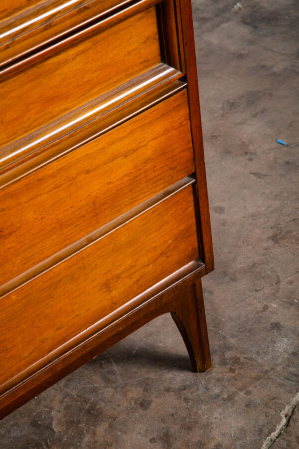 Mid Century Modern Dresser Highboy Dixie Walnut 5 Drawer Wood Brass Chest Handle - Image 8