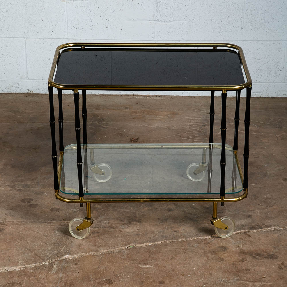 Mid Century Danish Modern Serving Cart Trolley Teak Rolling Bar Glass Serving VG - Image 11