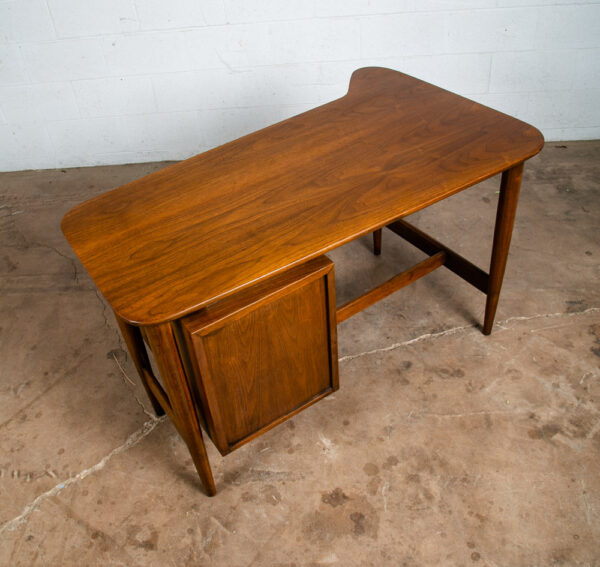 Mid Century Modern Desk Office Dania Walnut American Martinsville Drawers NM - Image 3