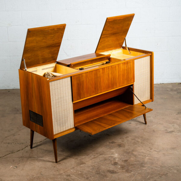 Mid Century Danish Modern Stereo Console Grundig Teak Record