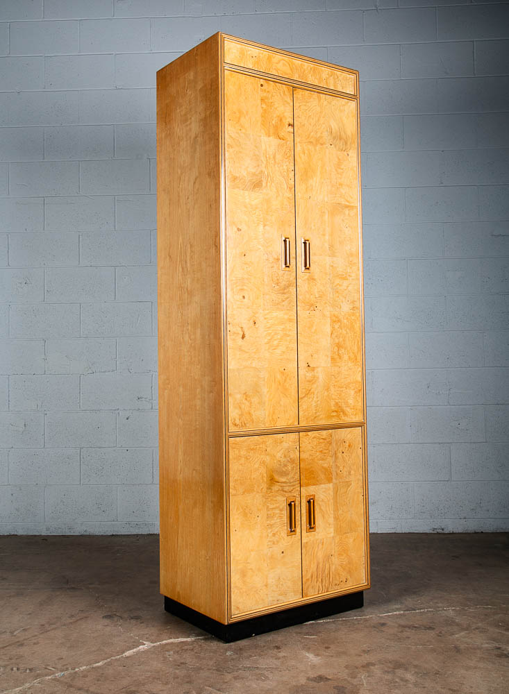 Mid Century Modern Armoire Compact Cabinet Scene Two Henredon Olive Burl Wood NM - Image 2