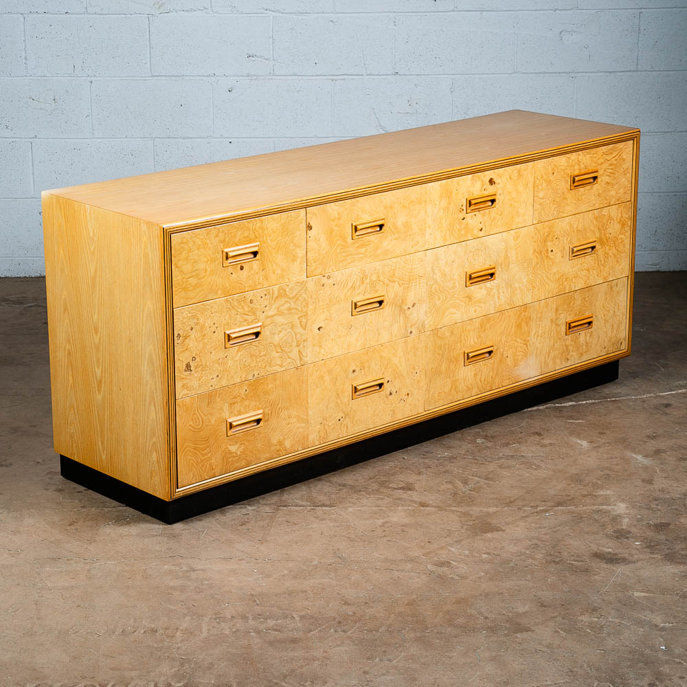 Mid Century Modern Dresser Credenza Scene Two Henredon Burl Blonde 7 Drawers Mcm - Image 6