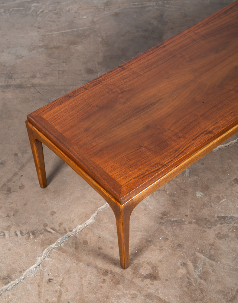 Mid Century Modern Coffee Table Surfboard Walnut Lane Rhythm Wide 58 in Vintage - Image 9
