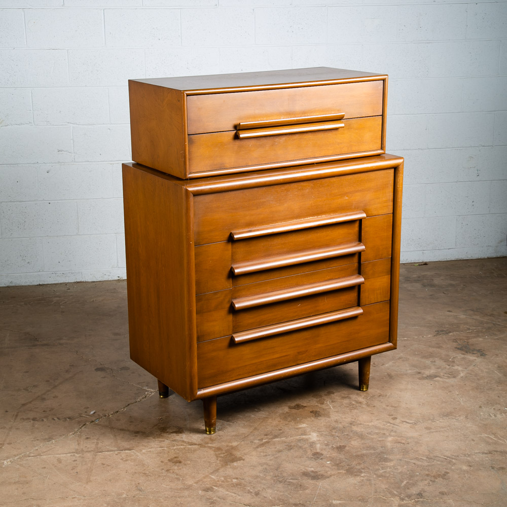 Mid Century Modern Dresser Highboy 6 Drawers Furniture Guild Tall Chest Dark Mcm