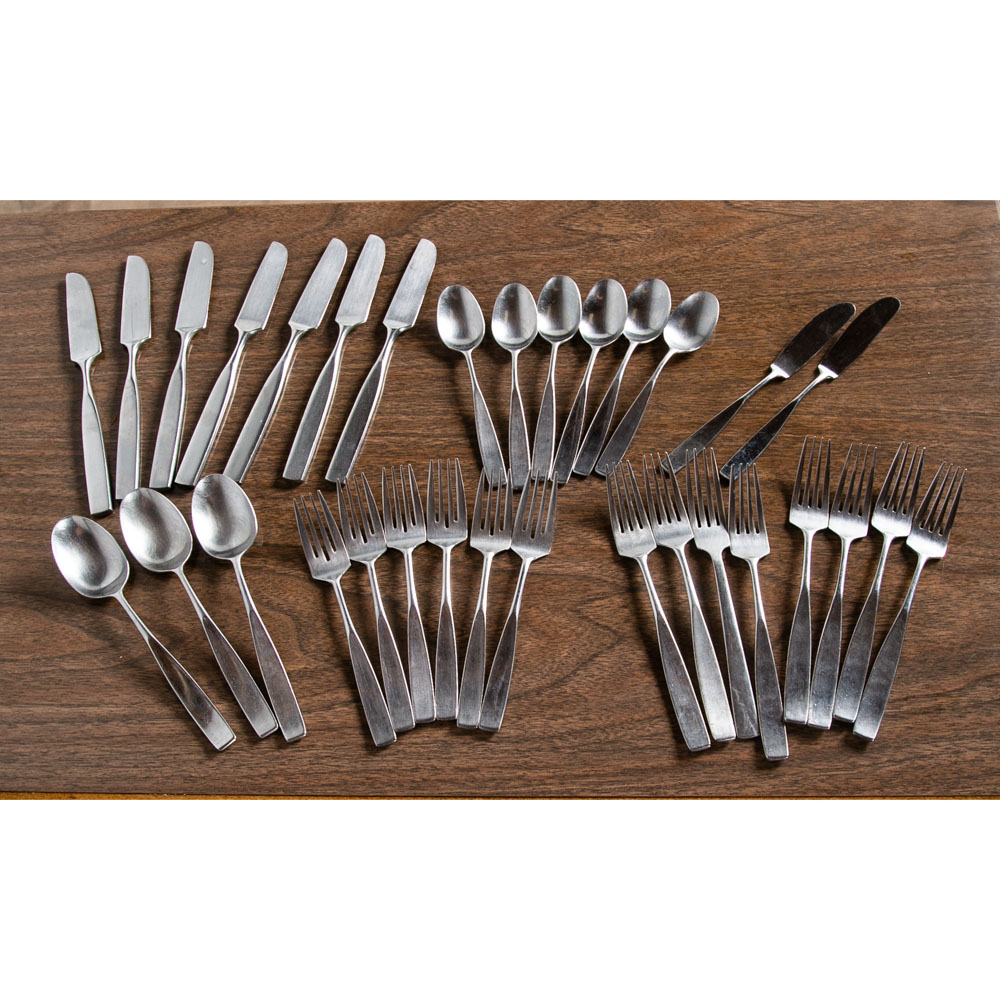 Mid Century Modern Cutlery Silverware Set Japan 32 Pc Vintage Signed Japanese