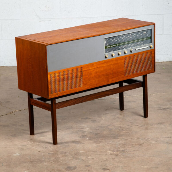 Mid Century Danish Modern Stereo Console Minerva Teak Record Player Hifi Cabinet - Image 2