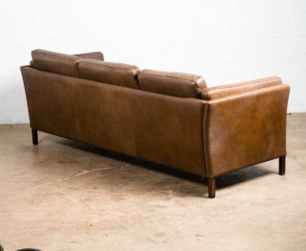 Mid Century Danish Modern Sofa Couch Brown Leather Stouby Borge Mogensen 3 seat - Image 7