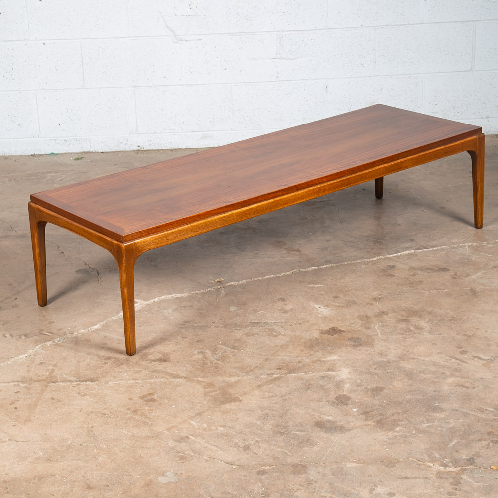 Mid Century Modern Coffee Table Surfboard Walnut Lane Rhythm Wide 58 in Vintage - Image 10