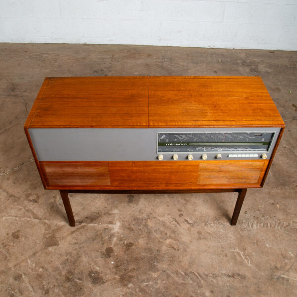Mid Century Danish Modern Stereo Console Minerva Teak Record Player Hifi Cabinet - Image 5