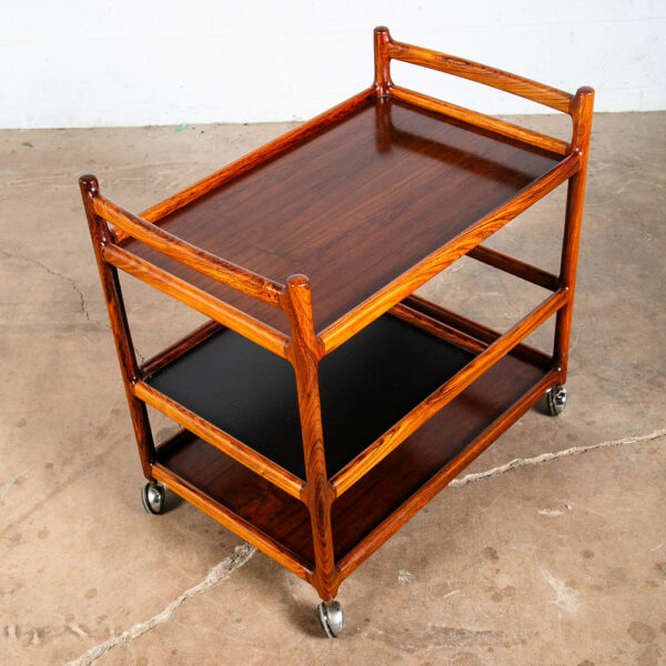 Mid Century Modern Serving Bar Cart Trolley Johannes Andersen Rosewood Silkeborg - Image 2