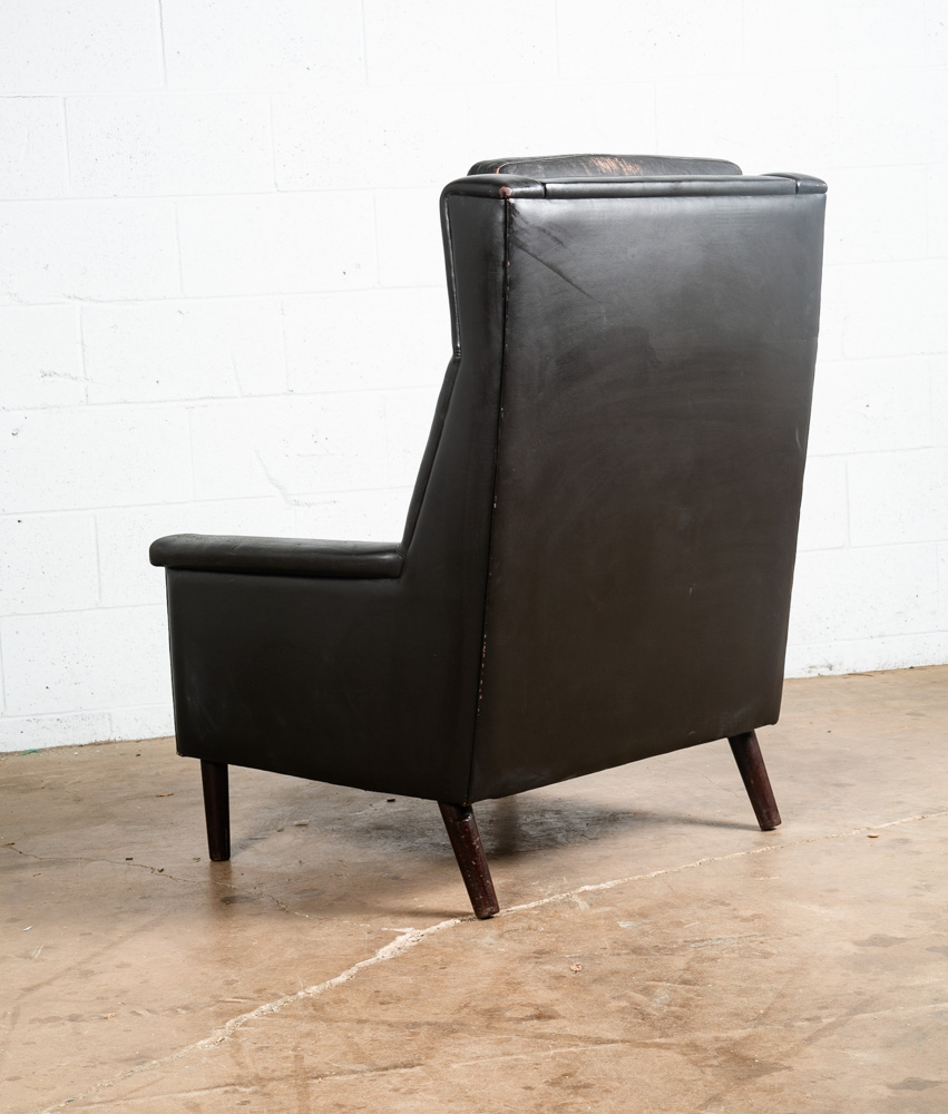 Mid Century Danish Modern Lounge Chair Dark Green Leather Georg Thams Mcm Arms - Image 5