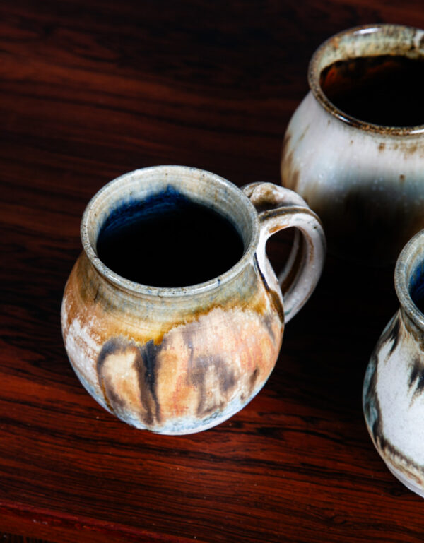 Mid Century Modern Coffee Cup Set of 3 Handle Mug Mcm Ceramic Studio Signed NM - Image 6