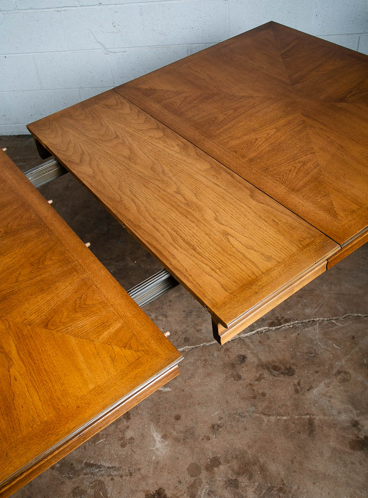 Mid Century Modern Dining Table Thomasville Drexel Walnut Extension Leaf x2 Mcm - Image 11