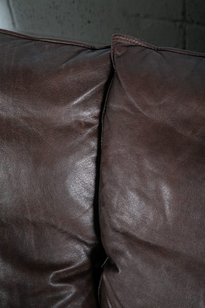 Mid Century Danish Modern Leather Sofa Couch 3 Seater Denmark Chocolate Brown - Image 8