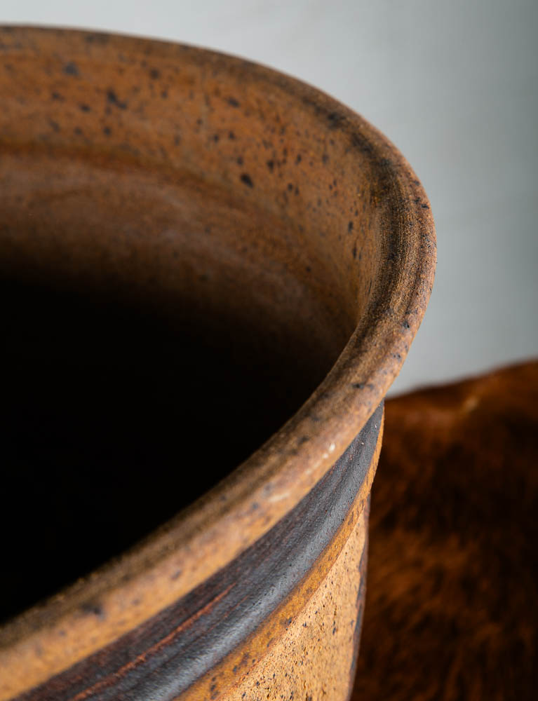 Mid Century Modern Planter Bowl Ceramic Studio Round Brown Clay 70s Mcm Handmade - Image 7