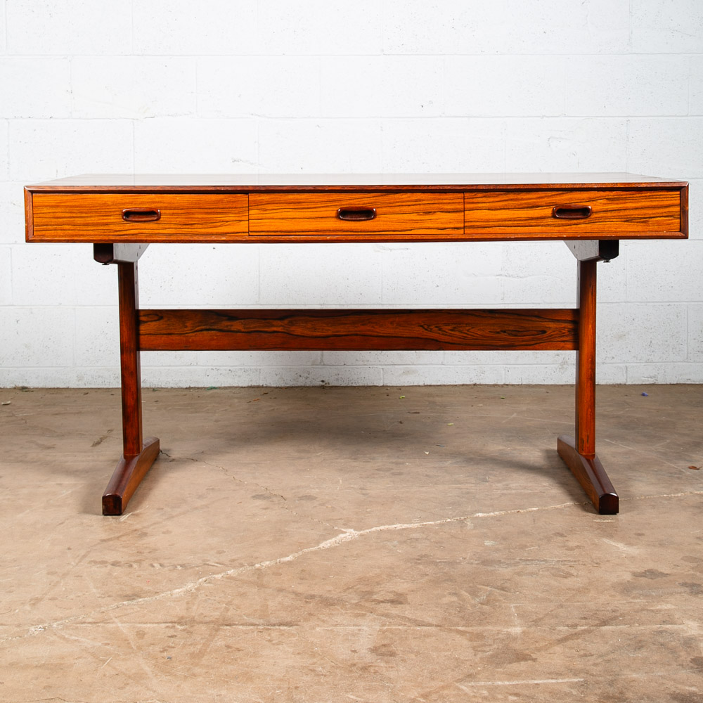 Mid Century Danish Modern Desk Brazilian Rosewood Ganddal Floating 3 Drawers Mcm - Image 2