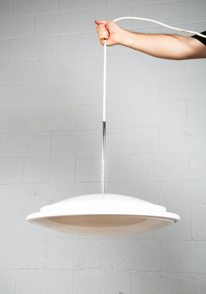 Mid Century Modern Pendant Lamp Light round Orb Chrome White Hanging Design NM - Image 4