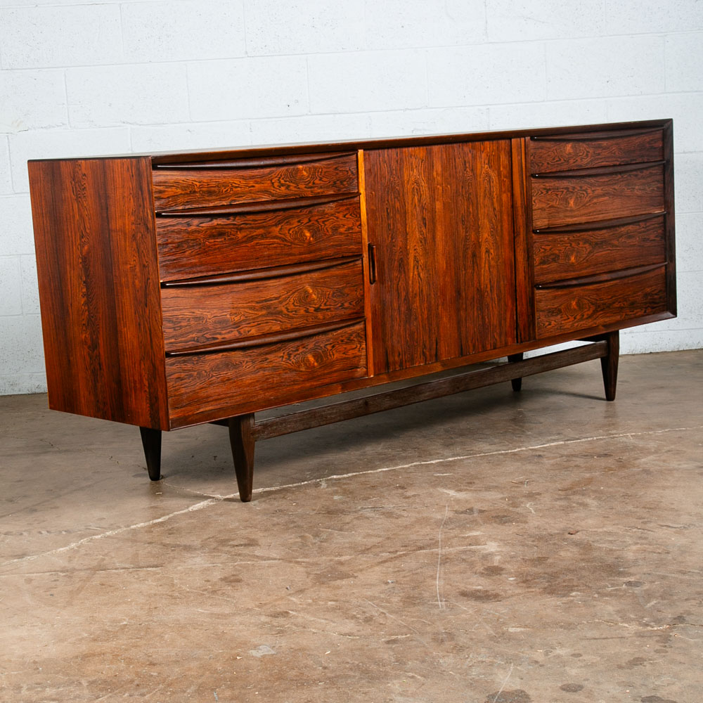 Mid Century Danish Modern Credenza Dresser 13 Drawer Rosewood Svend Aage Madsen