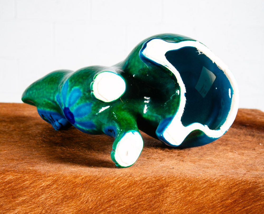 Mid century Modern Ceramic Cat Mario Bellini Italy Italian Blue Green Vintage NM - Image 11