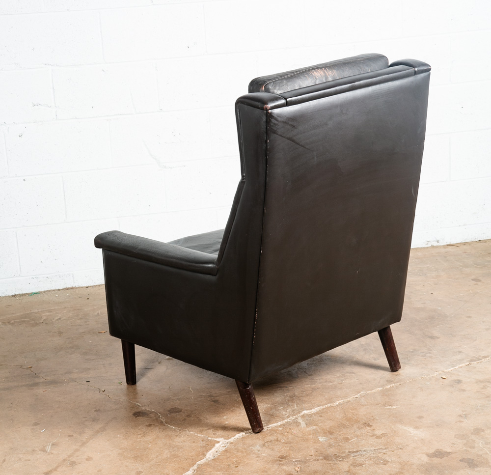 Mid Century Danish Modern Lounge Chair Dark Green Leather Georg Thams Mcm Arms - Image 9