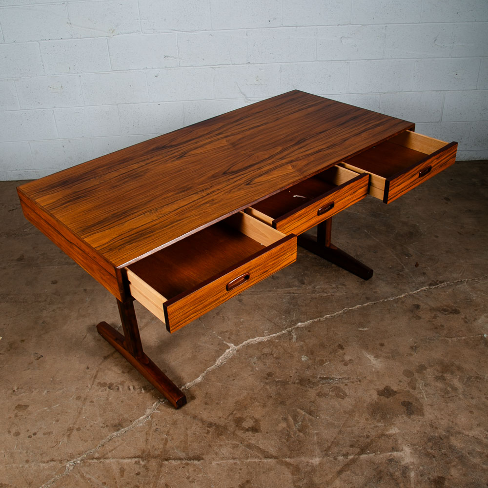 Mid Century Danish Modern Desk Brazilian Rosewood Ganddal Floating 3 Drawers Mcm - Image 8