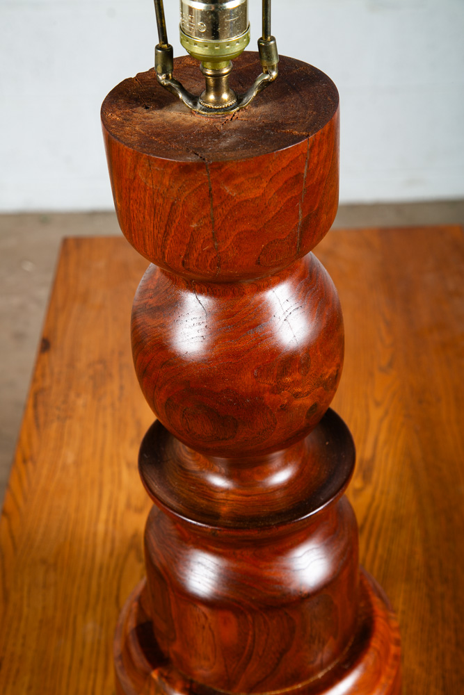 Mid Century Modern Table Lamp Solid Walnut Wood Round Studio Turned Lighting - Image 8